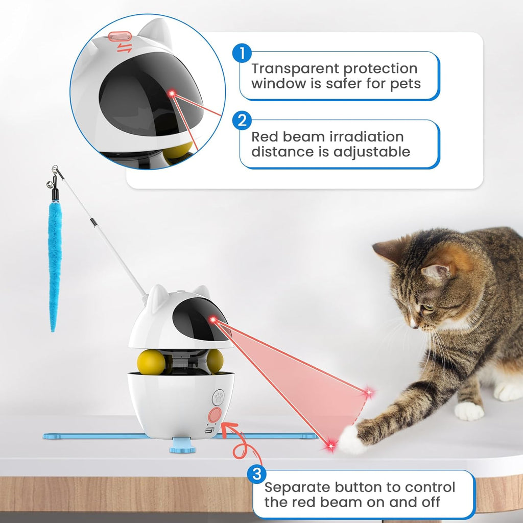 PETTOM Katzenspielzeug Selbstbeschftigung, 3-in-1 Katzenspielzeug Elektrisch Automatisch, Interaktives Spielzeug für Katzen USB Aufladbar