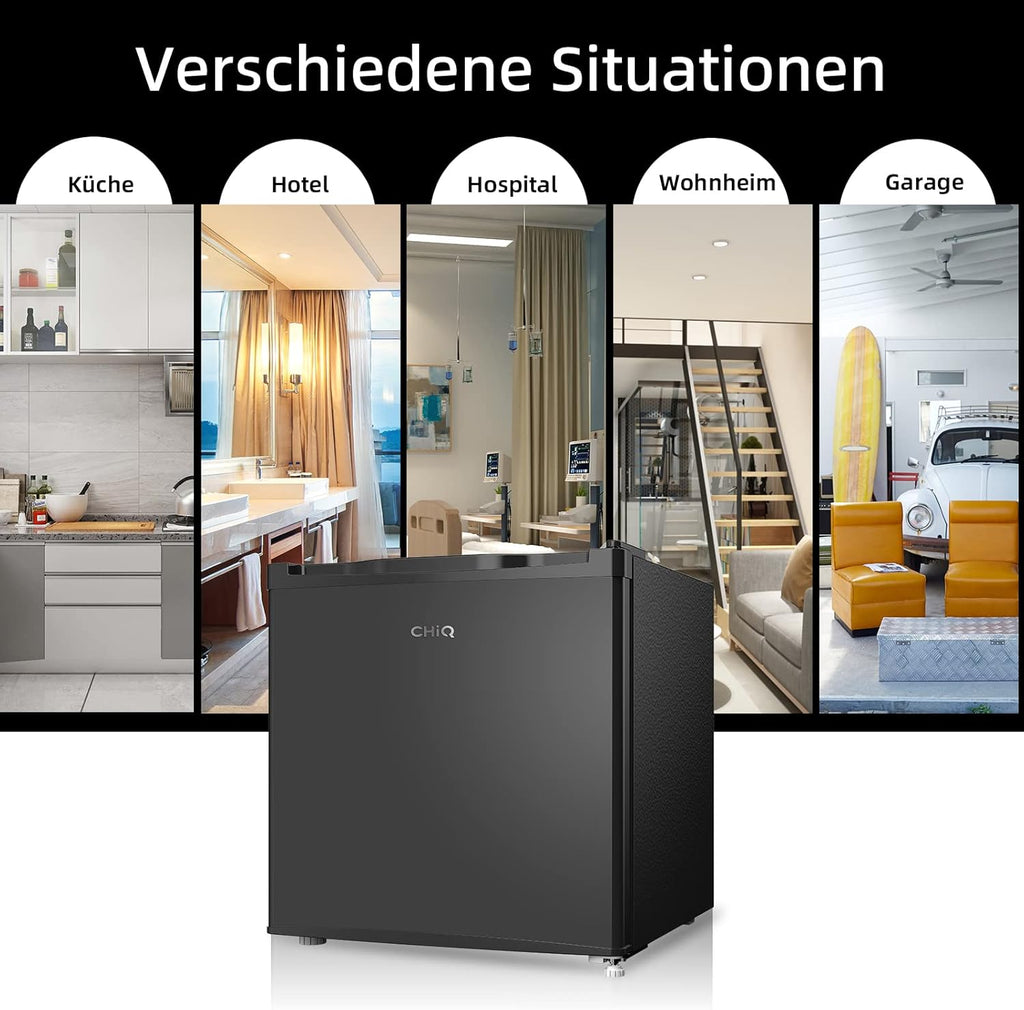 CHIQ Mini Bar Fridge 46 L, Mini Fridge, 49.6 x 47.4 x 44.7 cm (H x W x D), E Energy Consumption 80 kWh per Year, Very Quiet 39 dB