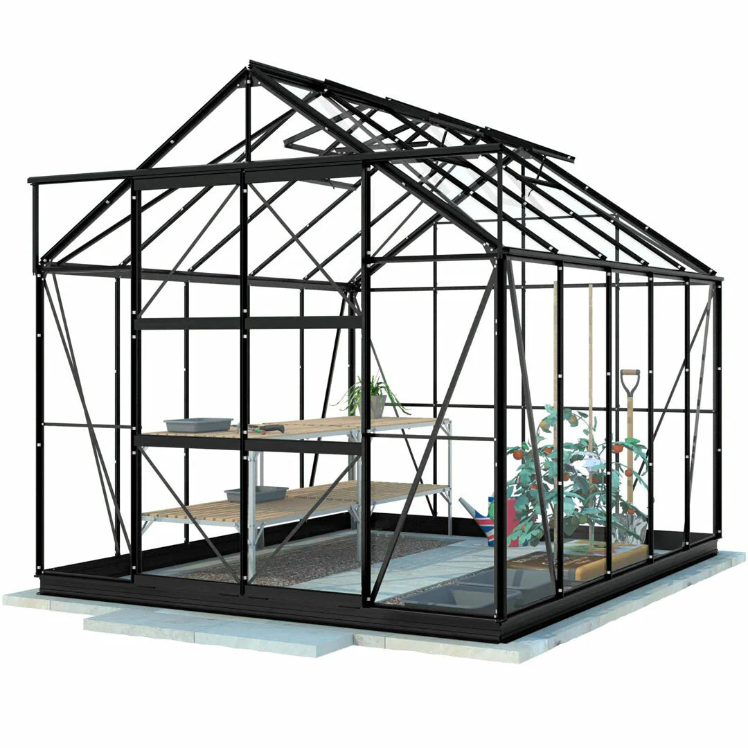 Serra Lykke Gewchshaus in vetro da 8,2m², nera