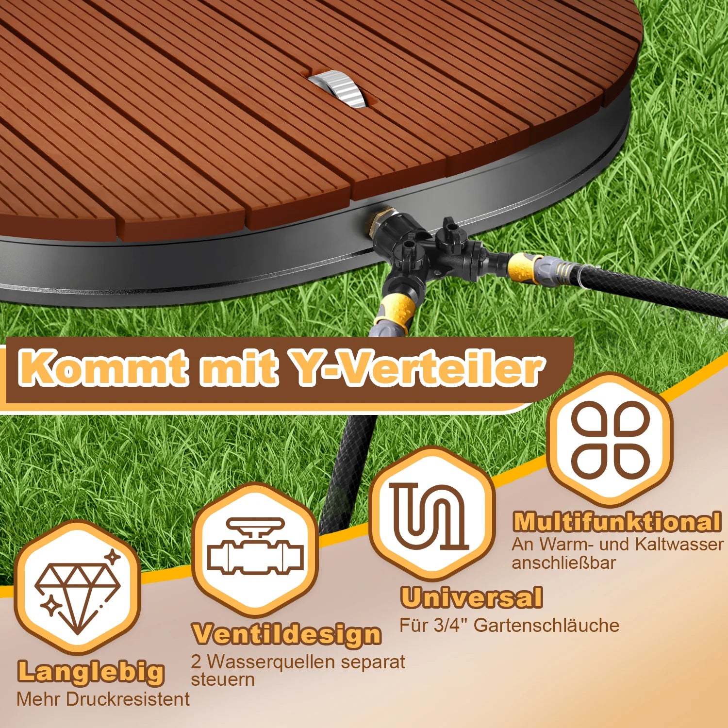 Sonnewelt Doccia da Giardino a Pavimento con Furad e Ugelli in Rame