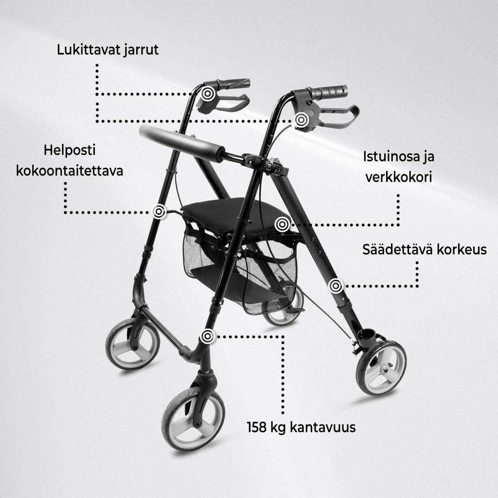 Rollator Arvo, leggero, nero