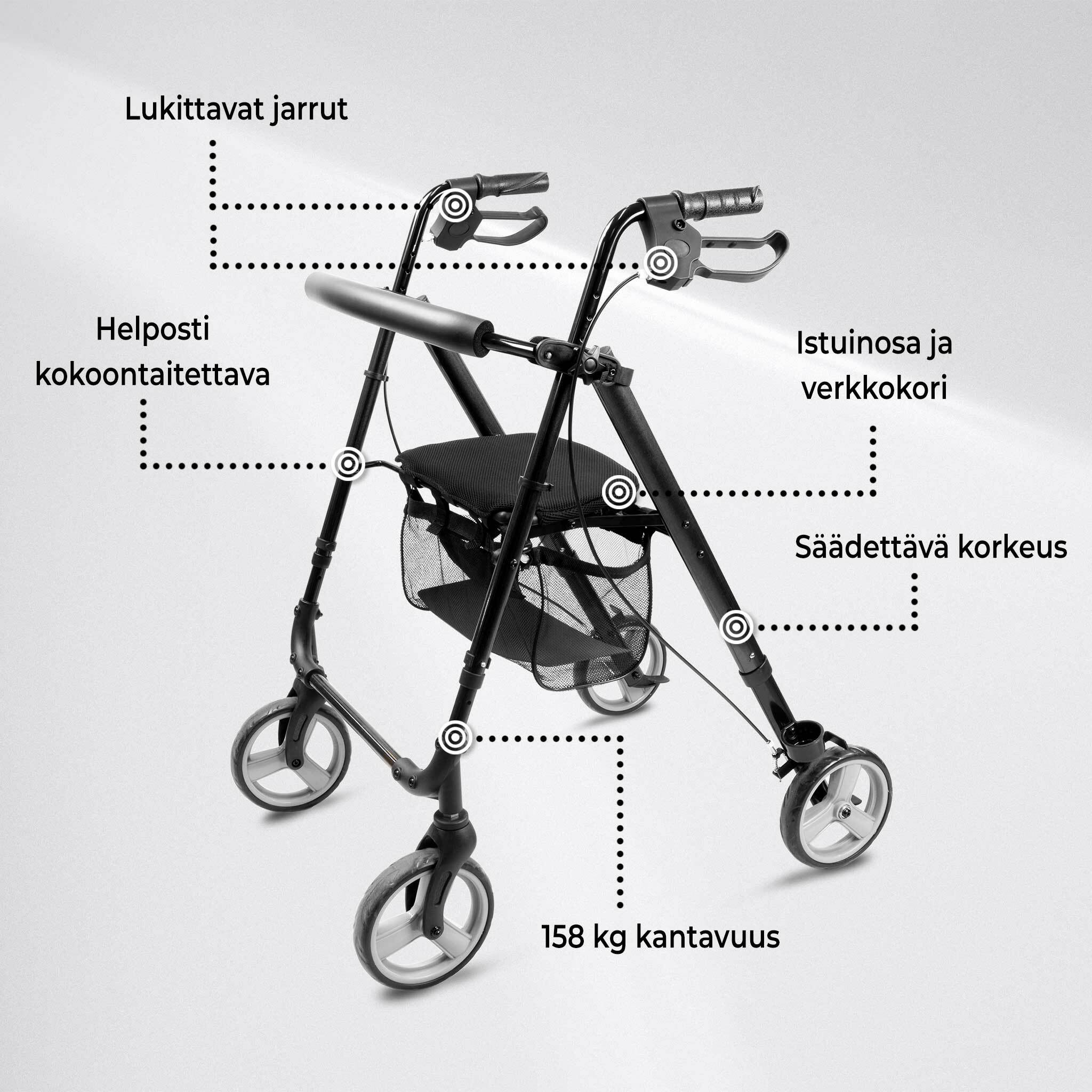 Rollator Arvo, leggero, nero