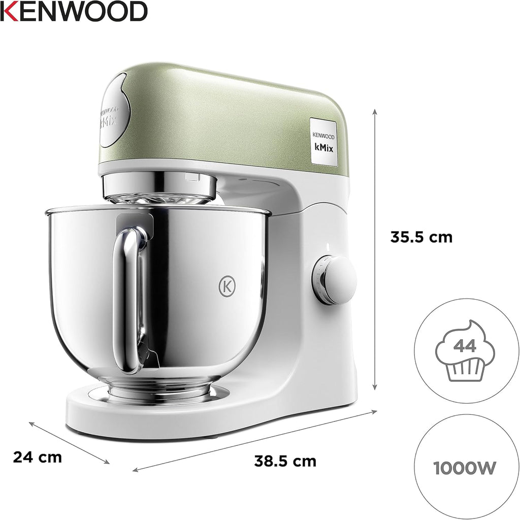 Kenwood kMix KMX750RD Robot da cucina, Ciotola in acciaio inox da 5 litri, Sistema di sicurezza Safe-Use, Corpo in metallo, 1000 Watt, Inclusi set di 3 accessori da pasticceria e paraspruzzi, Rosso