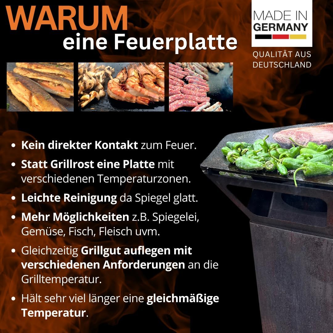 Terma Accessori Tagliere in legno Cucina da esterno, piastra plancha, grill con piastra in ghisa, ripiano per piastra in ghisa, braciere con griglia, anello per griglia per braciere
