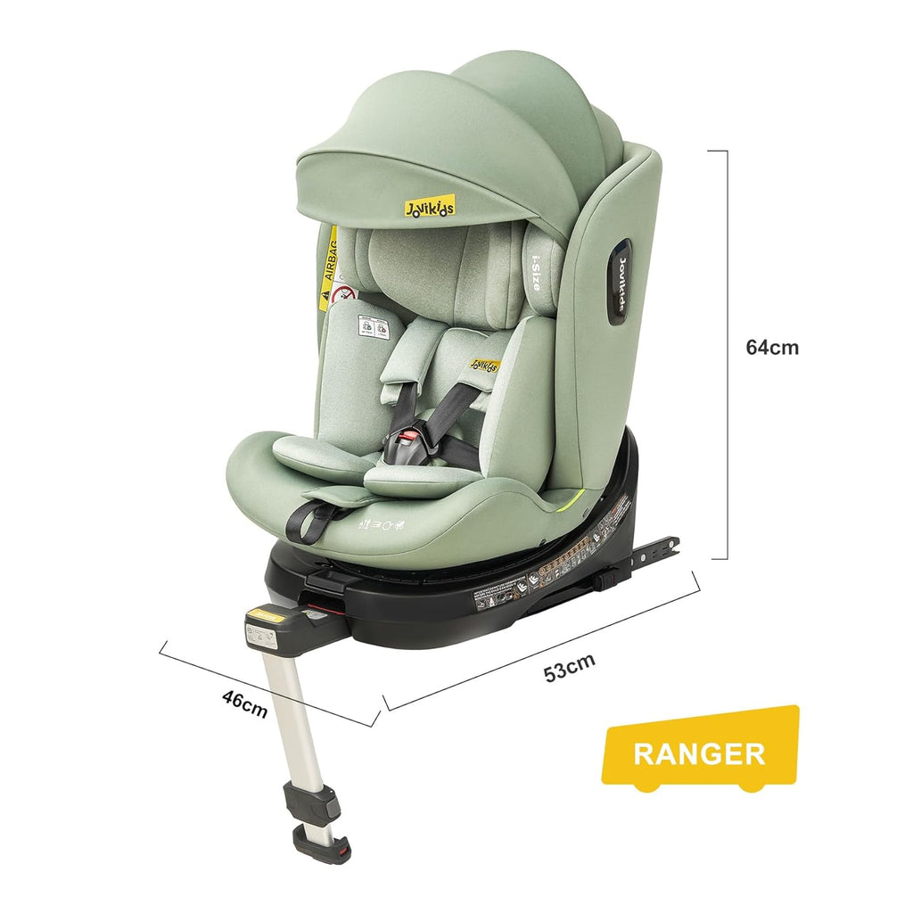 Jovikids 360° Drehbar Kindersitz mit ISOFIX, i-Size 40-150cm(ab Geburt -12 Jahre) Baby Autositz Reboarder mit Liegefunktion & Abnehmbar Vordach, ECE R129 (blau)