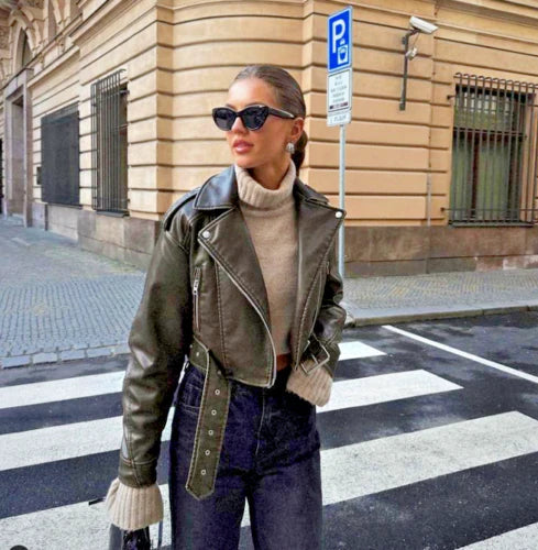 bergroe Lederjacke für Damen