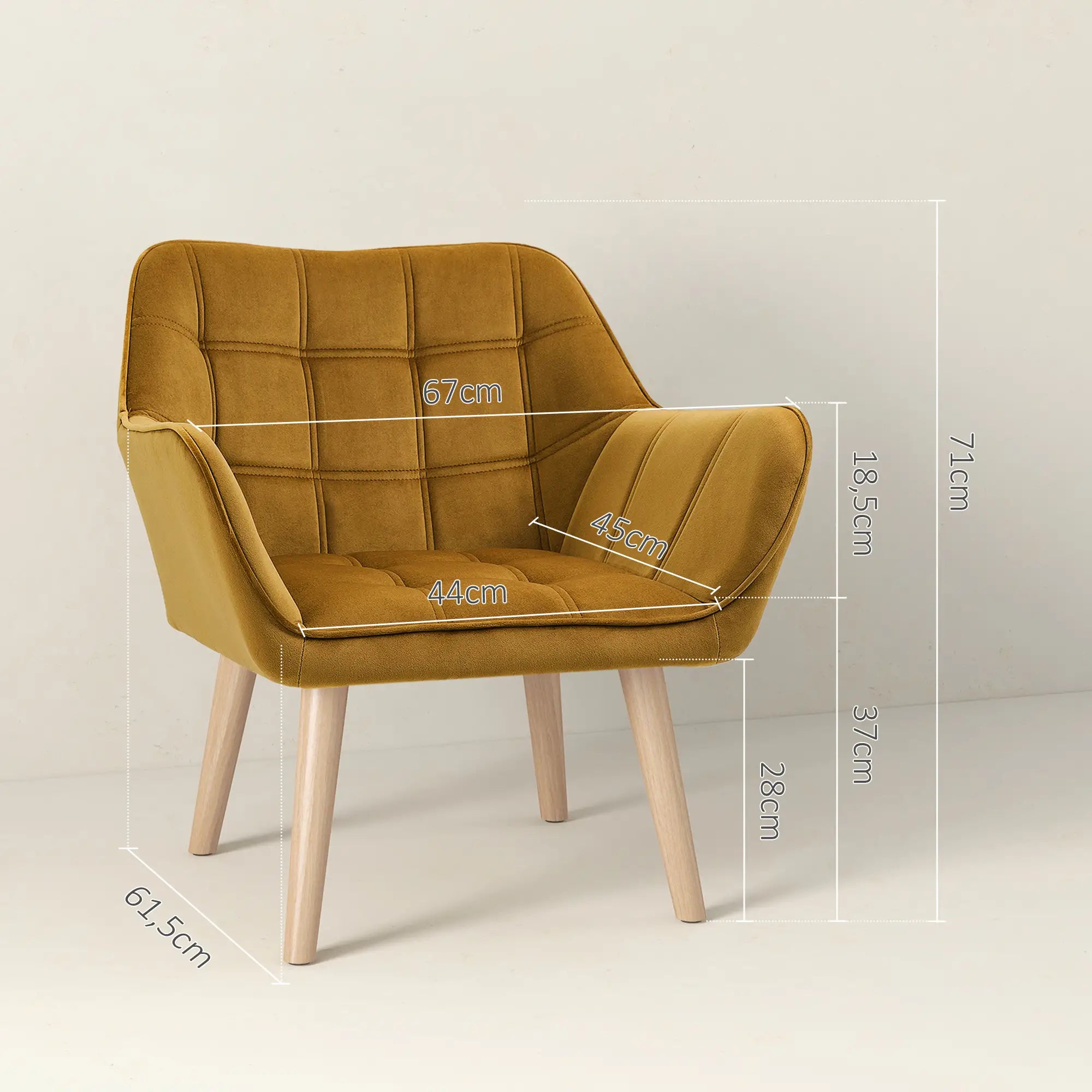 HOMCOM Polsterstuhl Skandi-Design kräftige Farben Gelb