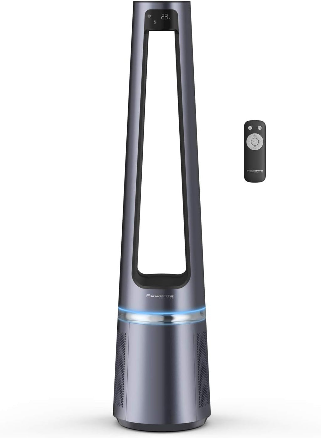 Rowenta QU5062 Eclipse Purificatore d'aria 3in1 | Termoventilatore | Ventilatore | filtra il 99,9% delle particelle | per ambienti fino a 30 m2 | riscaldamento rapido fino a 35°C | modalità automatica giorno/notte | Nero/Grigio