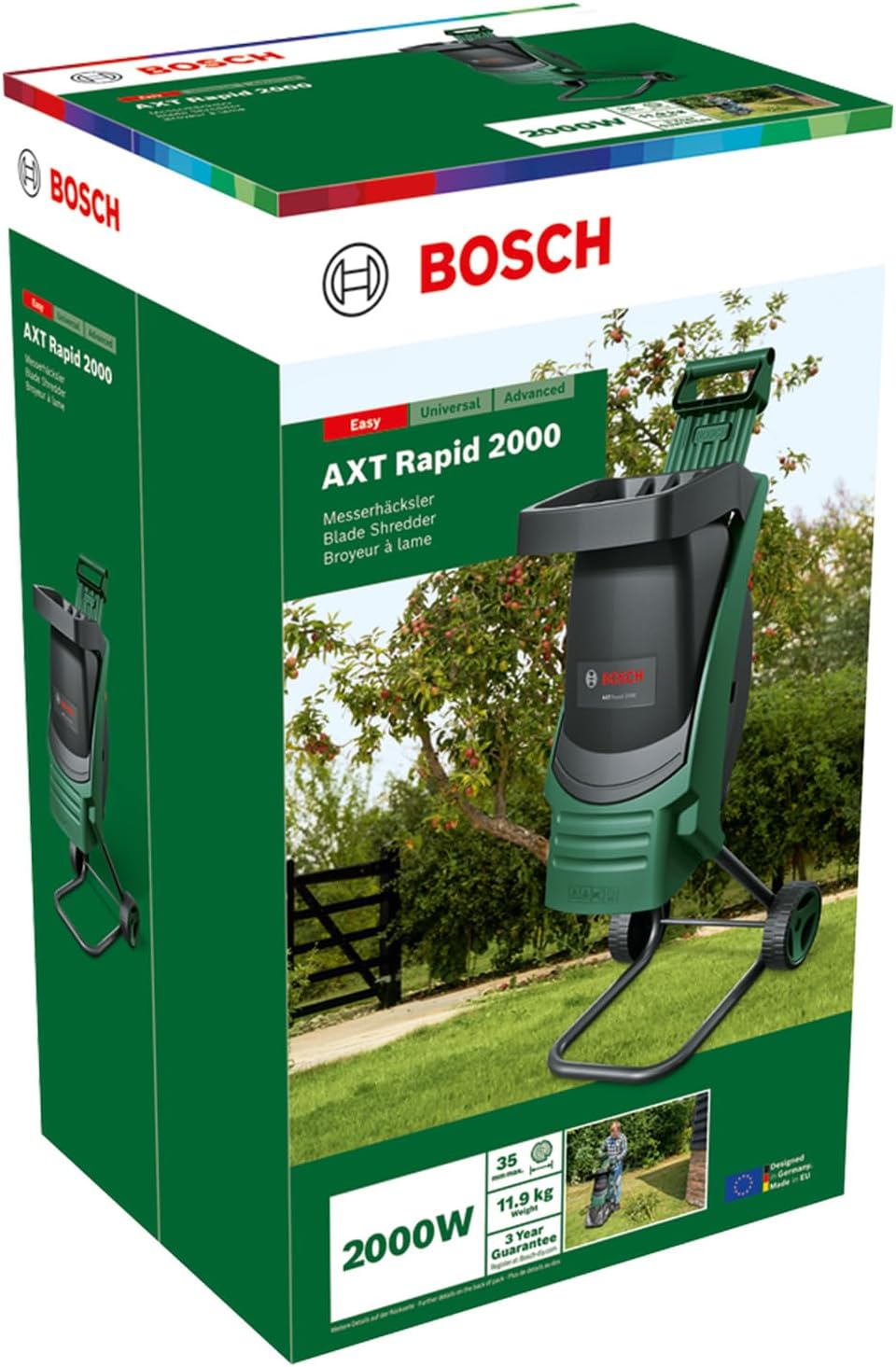Bosch AXT Rapid 2000 Trituratore (per la triturazione potente dei rifiuti da giardino; potente motore da 2000 W)