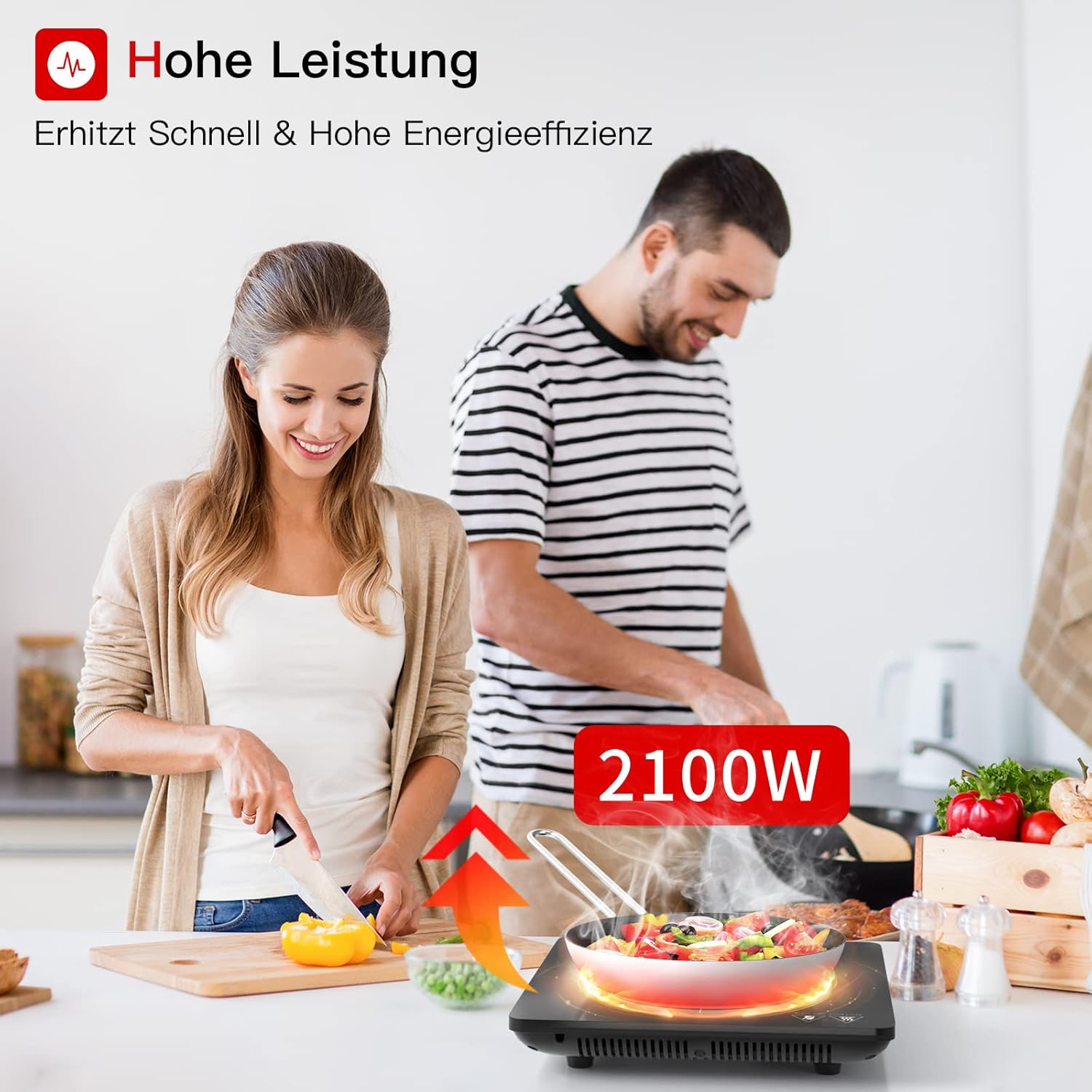 IsEasy 4 Zonen Einbau Induktionskochfeld mit 9 Leistungsstufen &1-99Min Timer, Boost-Funktion, Induktionskochplatte, Induktion Herdplatte mit 4 Platten, 60cm, 6800W, Schwarz