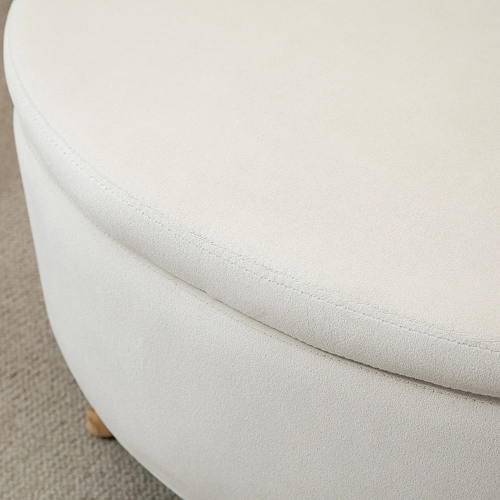 HOMCOM Panca Contenitore Ovale Effetto Velluto Gambe in Legno Beige