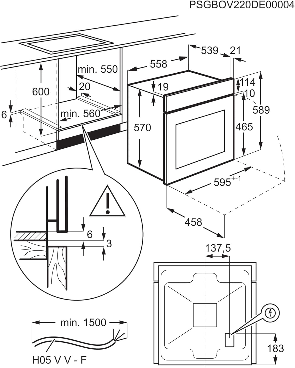 AEG Forno da incasso – Serie 5 AirFry: Risultati di cottura uniformi su 3 livelli – Pulizia Pirolitica – 25 Programmi automatici – Display touch LED – Riscaldamento rapido – Nero – BPE53516AB