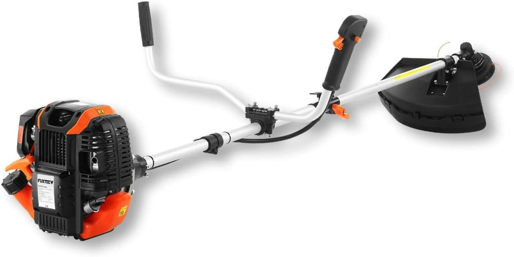 FUXTEC Decespugliatore a benzina FX-4MS142, tagliaerba con motore a 4 tempi, raggio di taglio 320 mm, regolatore di velocità ed Easy-Starter, incl. bobina di filo/cinghia di trasporto professionale