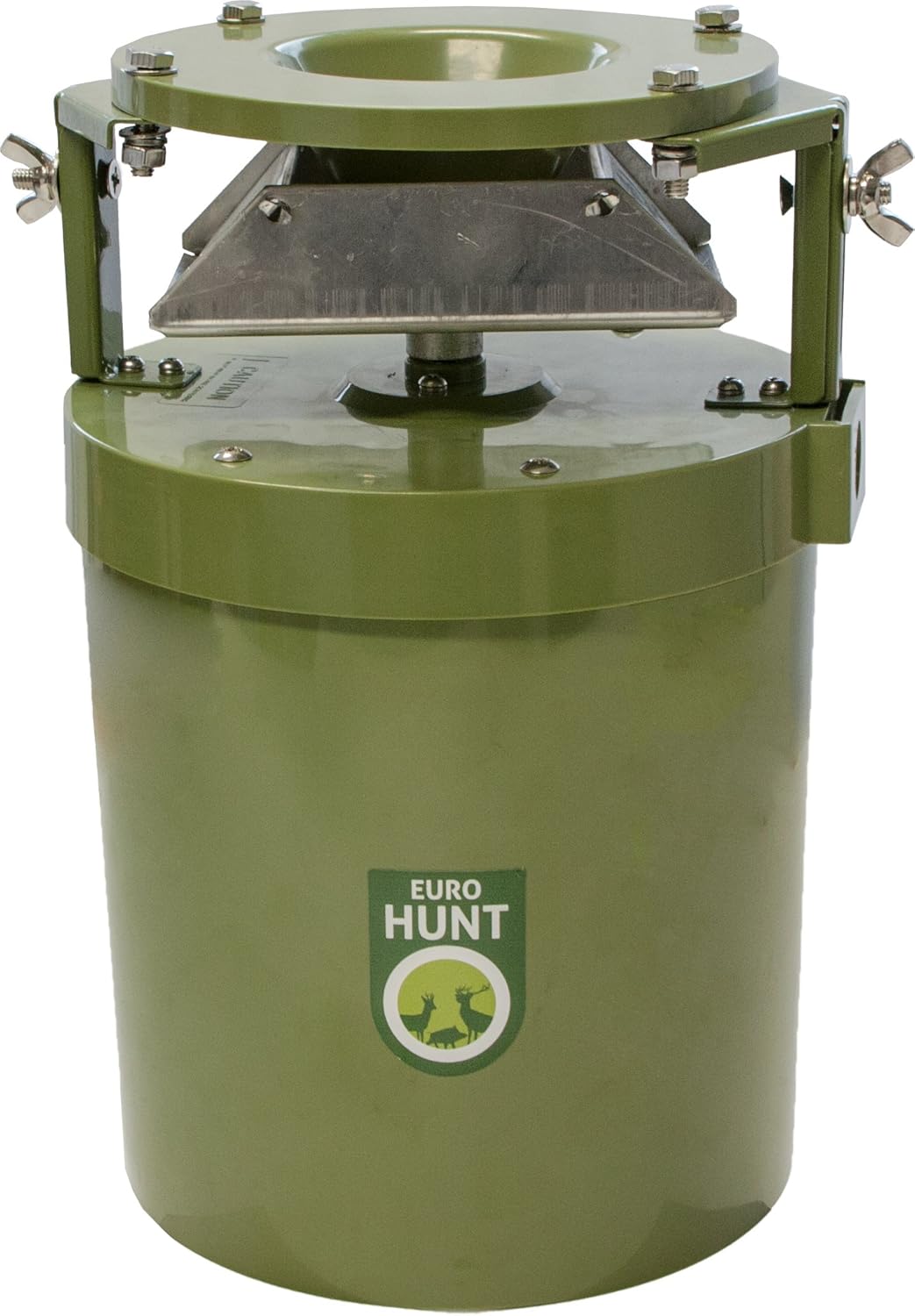 EUROHUNT Futterautomat Light 12V, Automat für Tierfütterung, wetterfest, Wildfutterautomat, 17 x 17 x 27 cm, grün