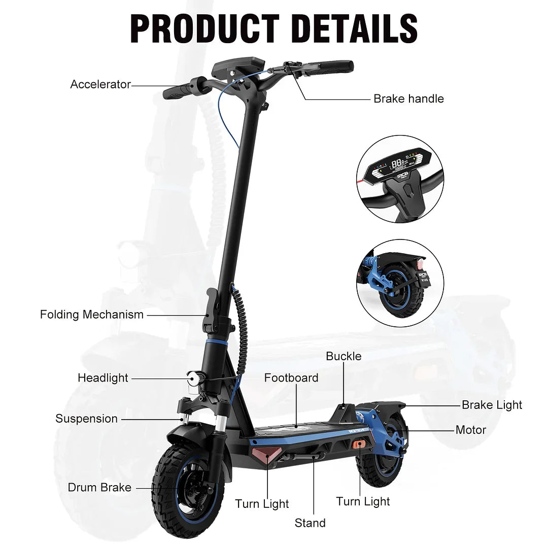 Monopattino Elettrico RCBTECH R10S – 16.8Ah, 500W, Integrazione APP