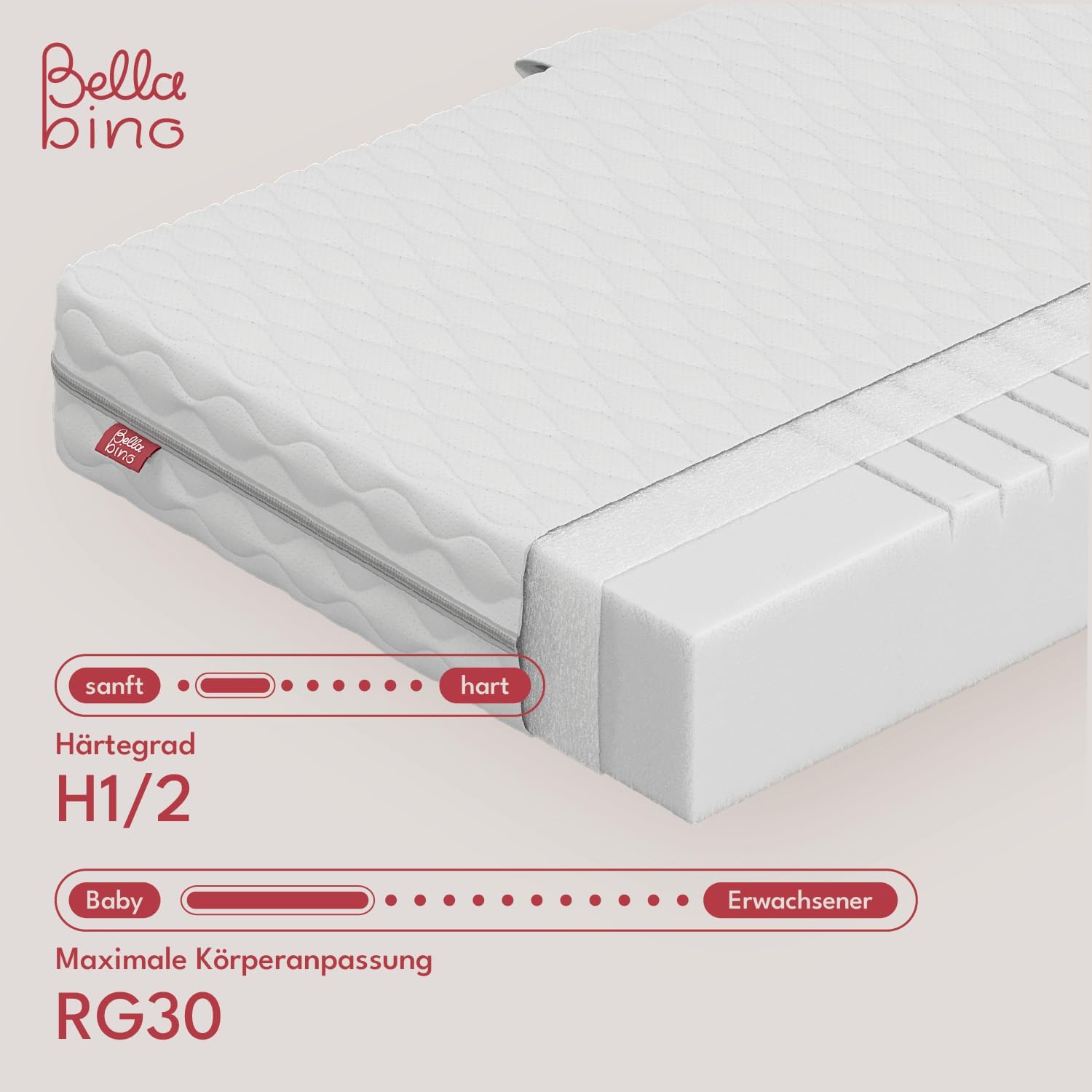 Bellabino Lettino per bambini Bia 140x200 cm, letto a capanna per bambini con protezione anticaduta e rete a doghe arrotolabile, letto a terra Montessori bianco in legno massello di pino