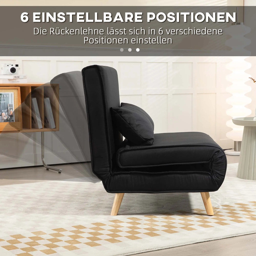 HOMCOM Poltrona Letto 2 in 1 con Schienale Regolabile Effetto Lino