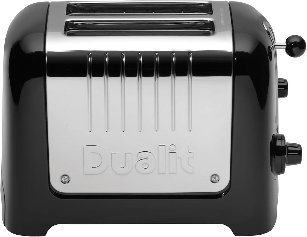 Tostapane Dualit Lite a 2 Fette - 1,1kW Tosta 60 Fette di Pane Tostato All'ora - Lucido con Bordo in Bianco Canvas - Funzione Bagel e Scongelamento - Tostapane Bianco Canvas con Fessure Larghe 36mm