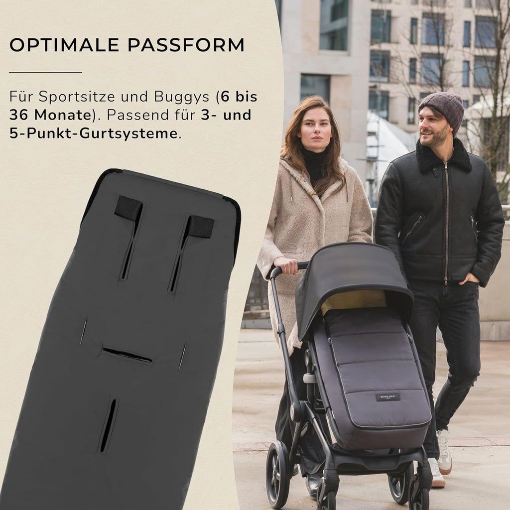 WERNER CHRIST BABY, Kinderwagen-Fußsack CORTINA – Thermo Winterfußsack (Kinder ab 6 - bis 36 Monate), mit herausnehmbarer Lammfelleinlage, medizinisches Fell, in Black (schwarz)