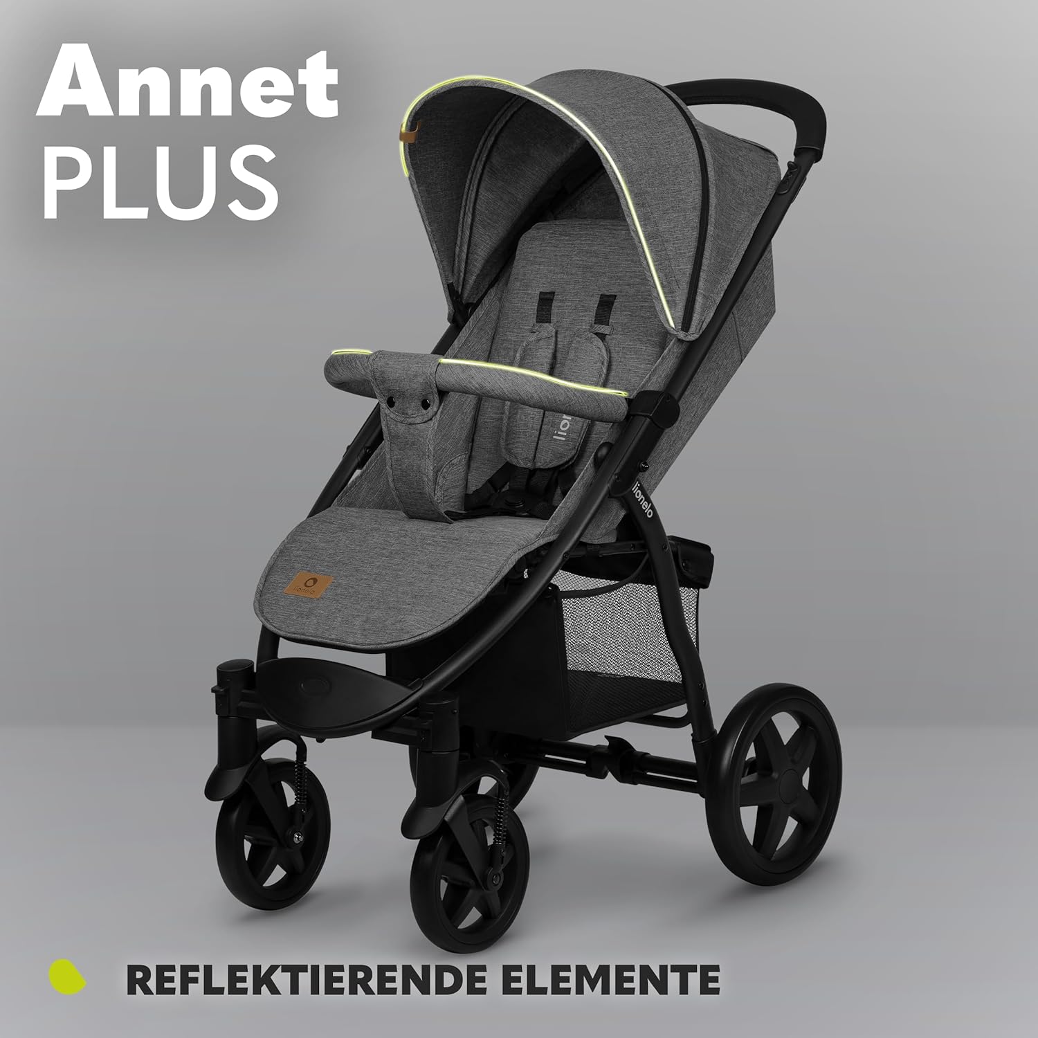 LIONELO Annet Buggy fino a 22 kg con funzione reclinabile, passeggino compatto richiudibile con accessori, ruote in schiuma EVA, zanzariera, coprigambe, portabevande, cestino (Golden Moments, Tour)