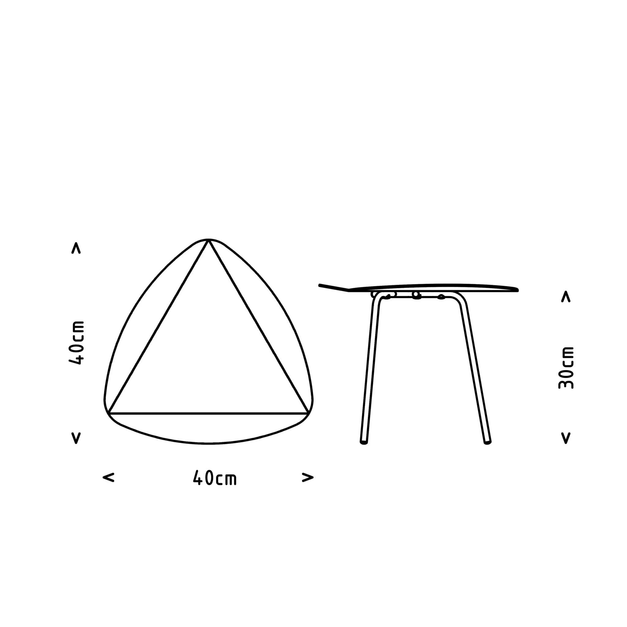 LEITO Tavolino da caffè triangolare altezza 30 cm