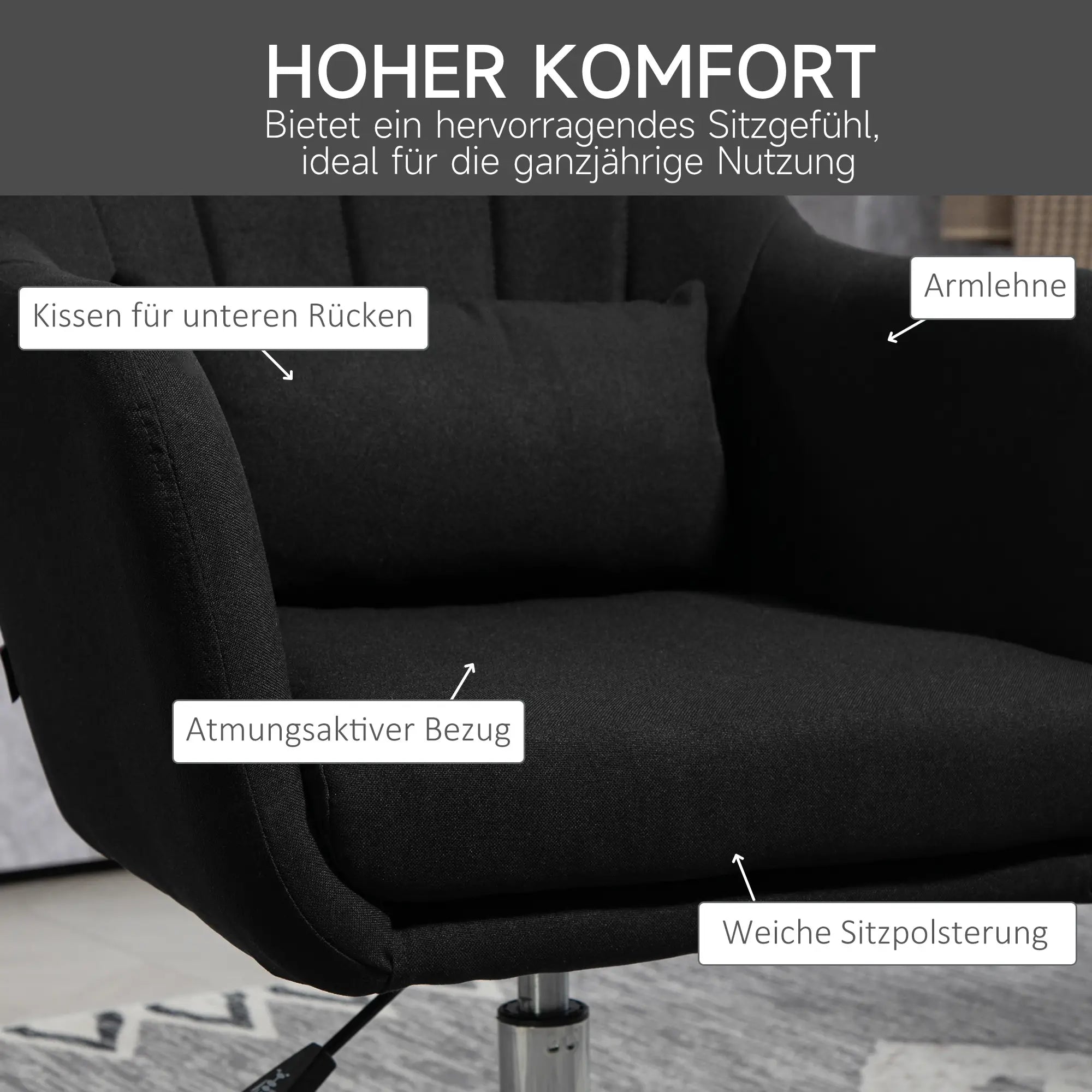HOMCOM Polsterstuhl höhenverstellbar drehbar Loungesessel