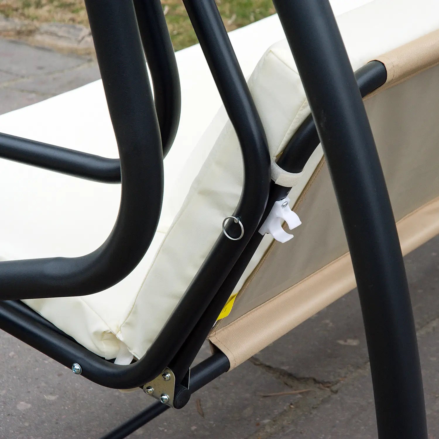 Outsunny Altalena da Giardino a 3 Posti con Funzione Letto, Protezione UV, Bianco Crema