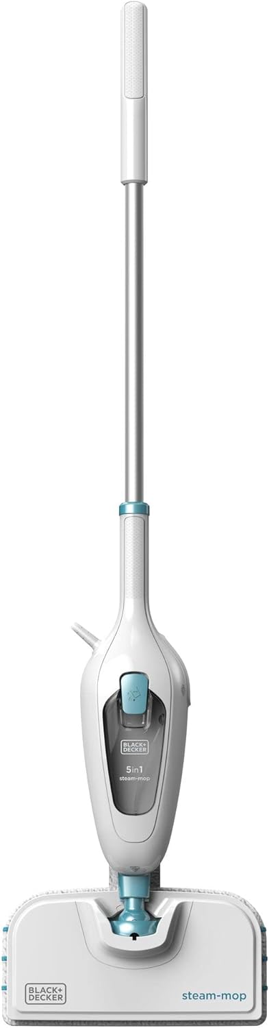 Black+Decker 1.300W 5-in-1 Dampfbesen Steam Mop FSM13E5 (Dampfreiniger für hygienische, gründliche Sauberkeit, abnehmbarer Stiel, einfache Bedienbarkeit, inkl. 5-teiliges Zubehrset)