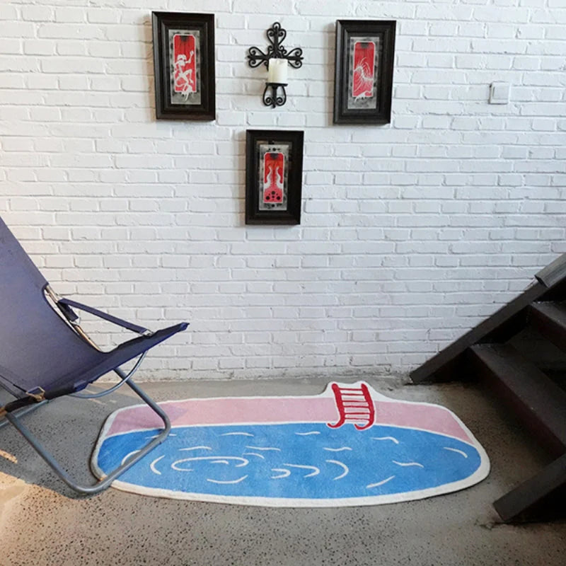 HaustierLuxe – Tappetino tuftato morbido per cani e gatti con stampa piscina moderna