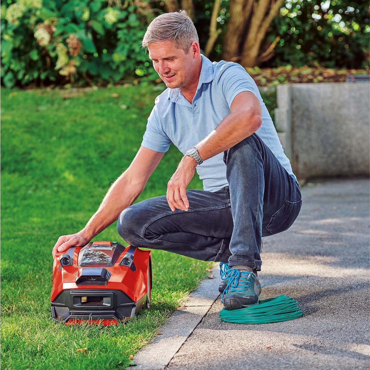 Einhell Akku-Rasenmher GE-CM 43 Li M Kit Power X-Change (36V, 43 cm Schnittbreite, bis 600 m, Brushless, Mulch-Kit, 63L Fangkorb, 25-75 mm Schnitthhe, inkl. 2x 4,0Ah + 2x Ladegert)