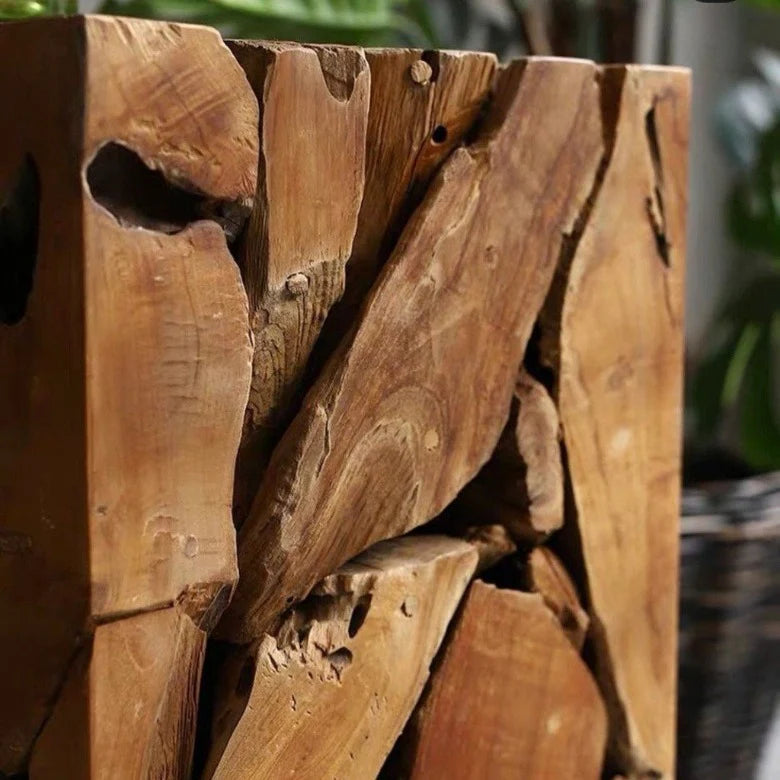 Teak Holz Sule XILON quadratisch