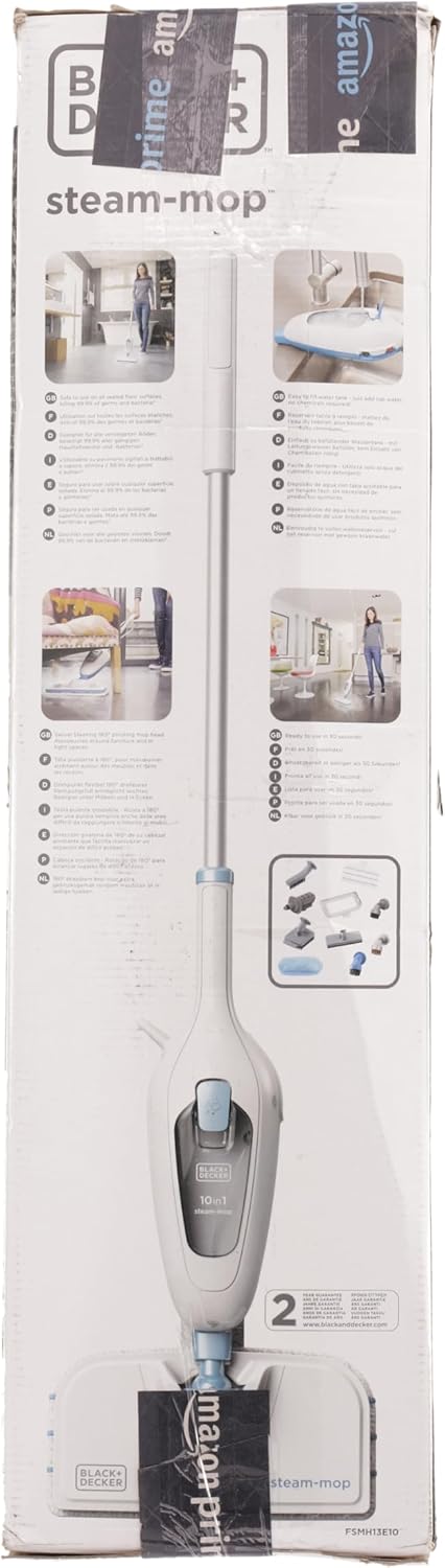 Black+Decker FSMH13E10-QS Scopa a Vapore 10-in-1 Steam Mop Deluxe (1300W, Pulitore a Vapore per Igiene e Pulizia, Ampio Set di Accessori + Generatore di Vapore Portatile Rimovibile, Facile da Usare)