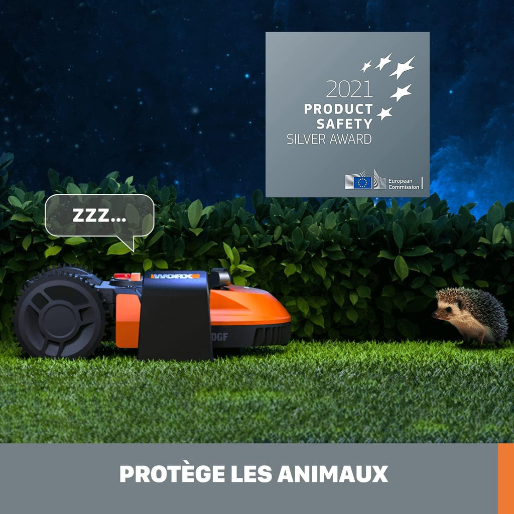 WORX Landroid Plus WR165E Mhroboter mit Begrenzungskabel für Grten bis 500m (AIA Navigation, App Steuerung, WLAN, Bluetooth und schwimmendem Mhwerk - max Steigung: 35%)
