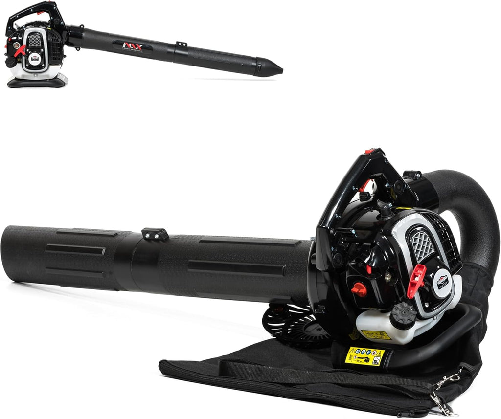 NAX Power Products Soffiatore/Aspiratore a Benzina NAX 950V Motore 25 cm3 0,75kW Sacco Raccolta 40l Prodotto con licenza Briggs & Stratton