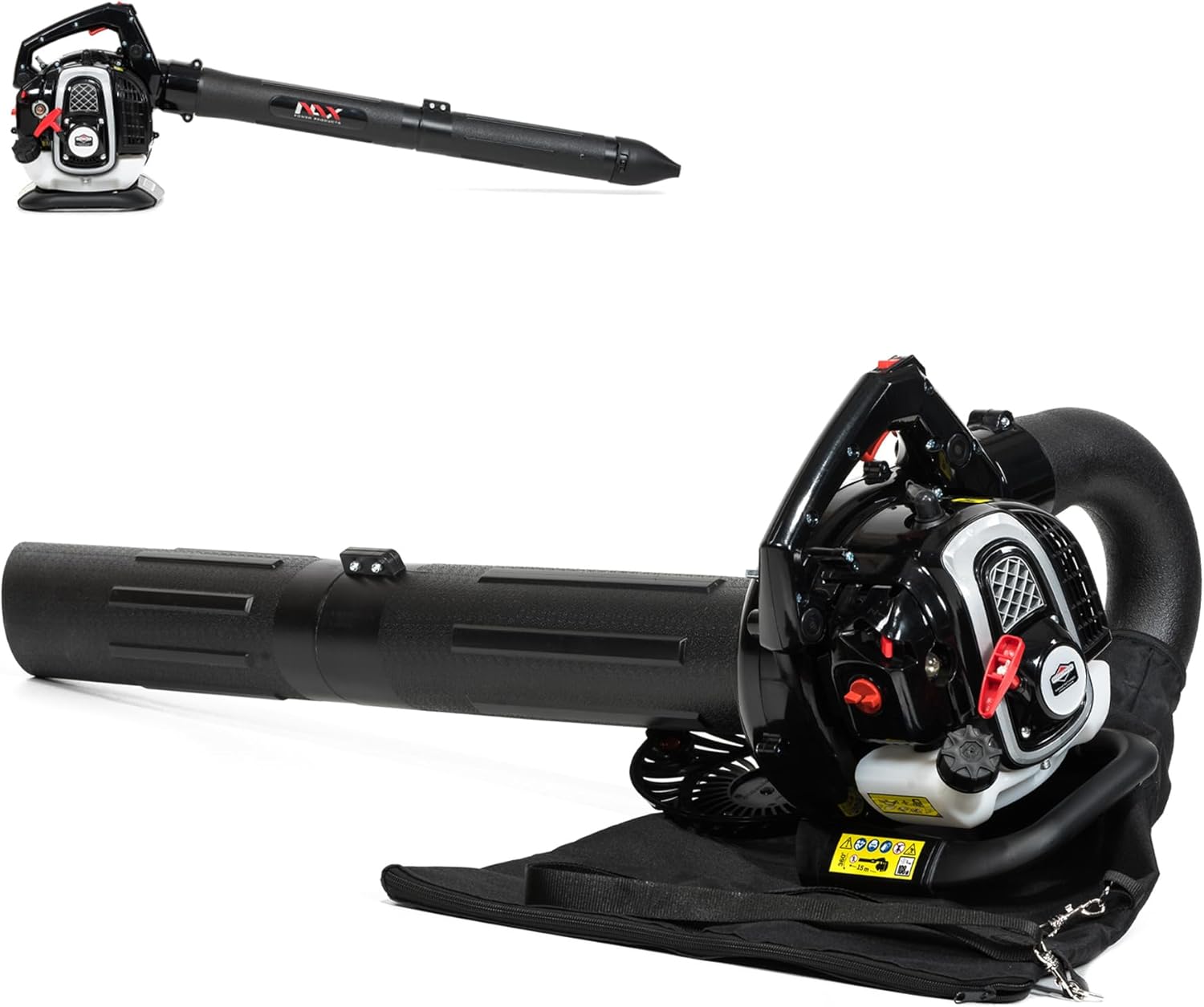 NAX Power Products Soffiatore/Aspiratore a Benzina NAX 950V Motore 25 cm3 0,75kW Sacco Raccolta 40l Prodotto con licenza Briggs & Stratton