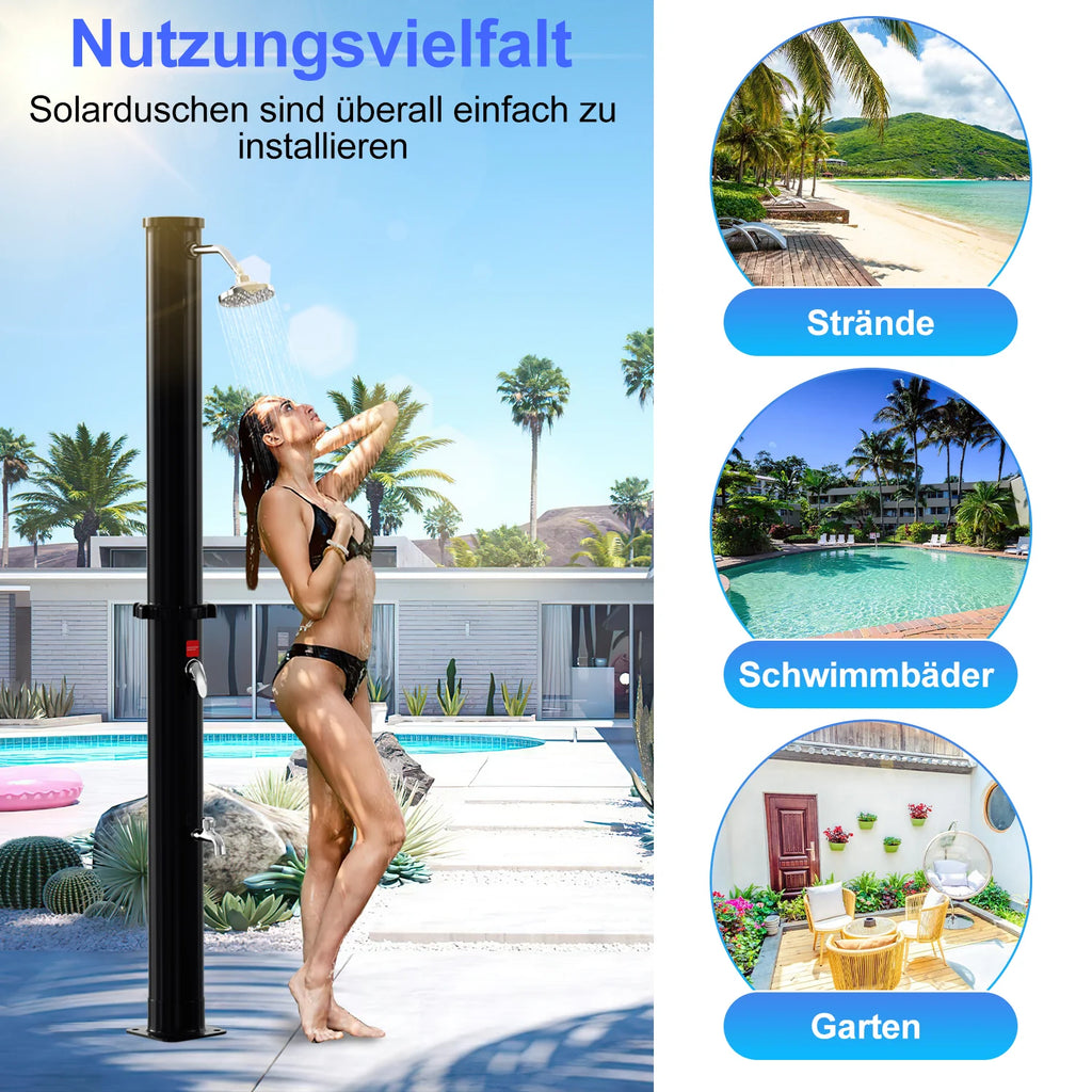 Sonnewelt Solardusche mit Duschkopf, Fudusche und Schutzabdeckung 20L