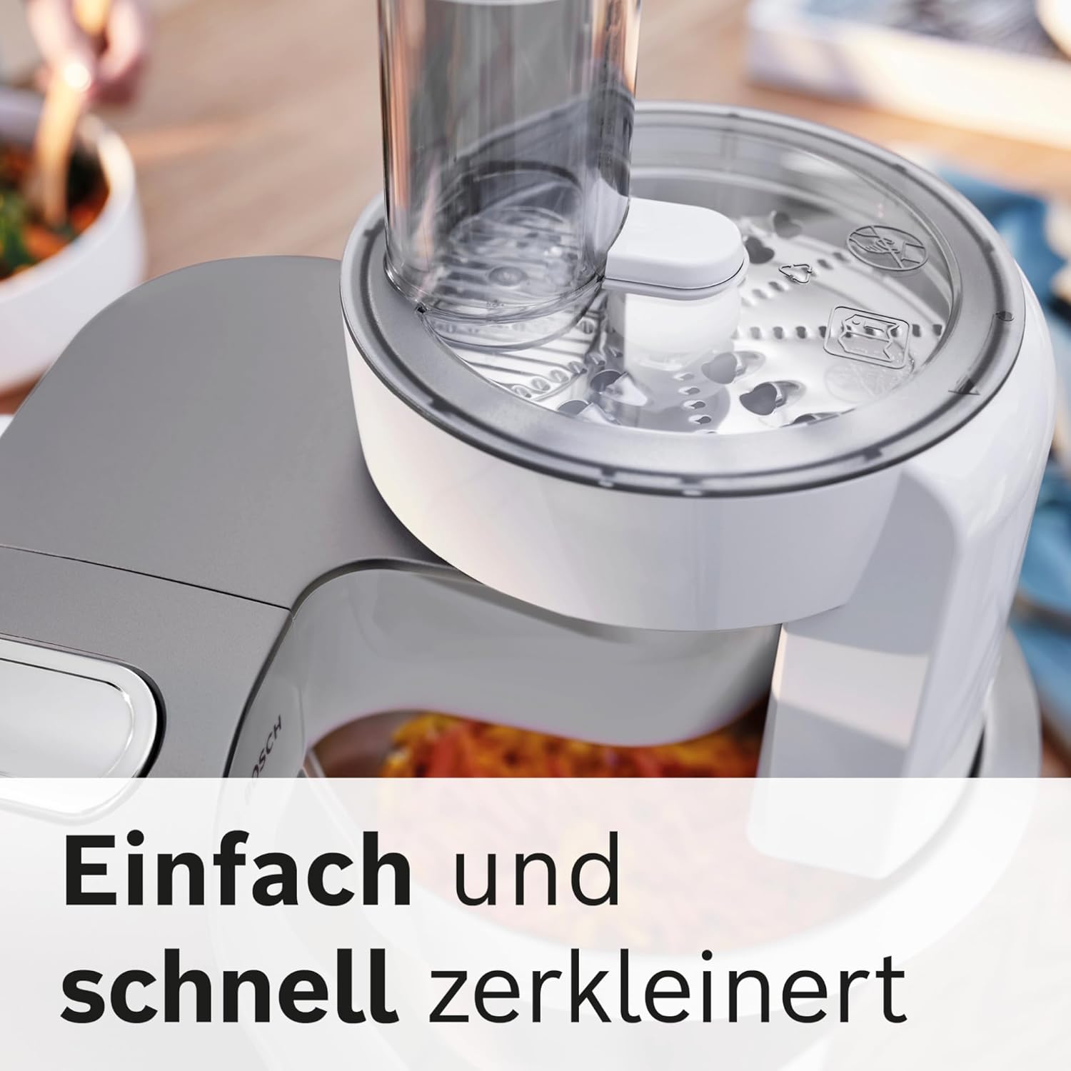 Bosch Robot da cucina Serie 4 MUM56340, Ciotola 3,9 L, Frullatore 1,25 L, Tritacarne, Spremiagrumi, Movimento planetario, Gancio impastatore, Frusta, Sbattitore, Taglierino continuo, 3 dischi, 900 W, Argento/ Grigio