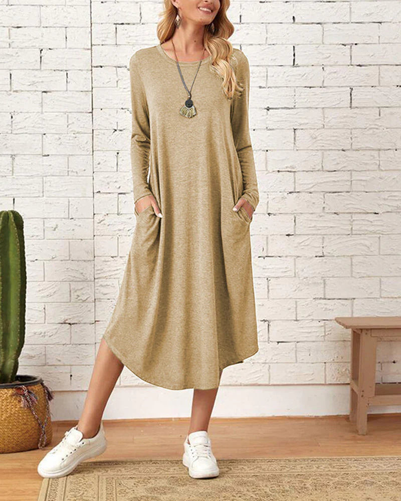 Lozenda - Herbst und Winter langrmeliges, locker geschwungenes Kleid