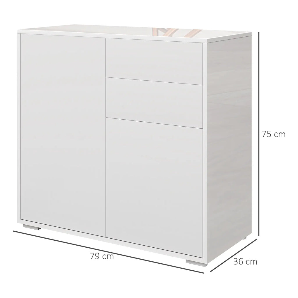 HOMCOM Credenza Comodino Armadietto con Scaffale Regolabile Antiribaltamento Bianco