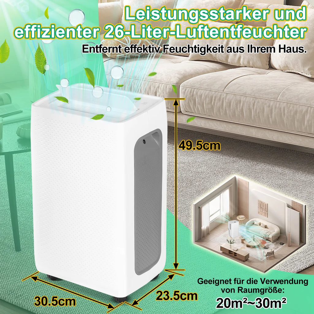 Sonnewelt Luftentfeuchter 26L mit Timerfunktion, Wschetrockungsfunktion, Abtaufunktion