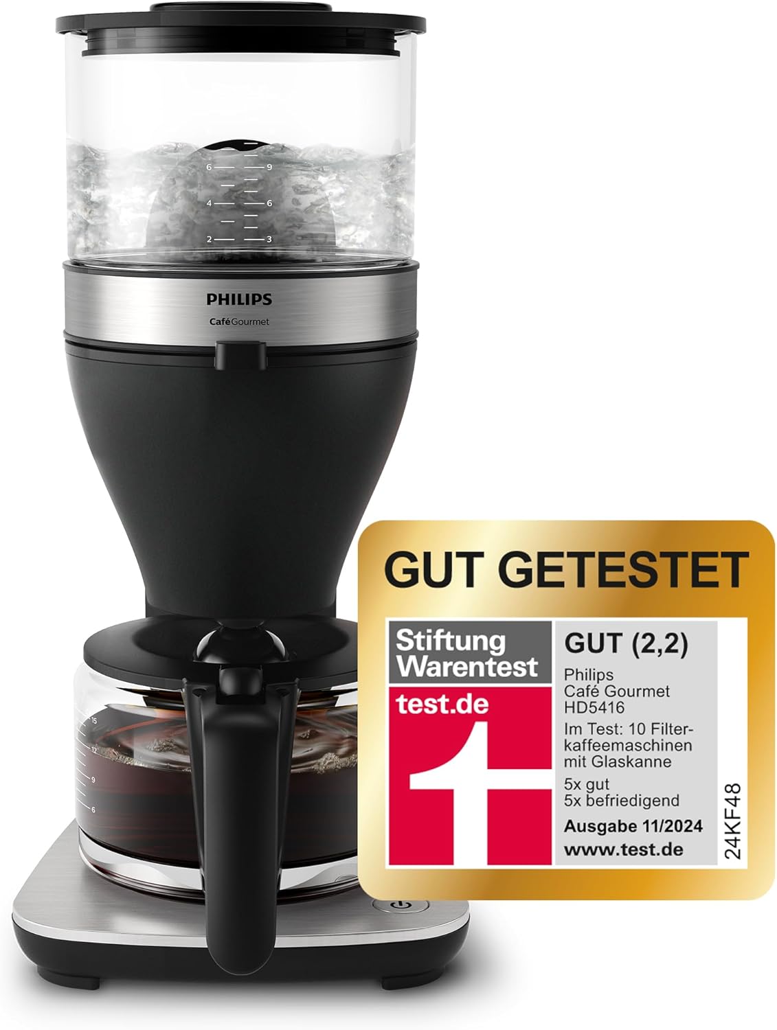 Philips Macchina da caffè con filtro All-in-1 - macinacaffè conico integrato per caffè appena macinato - doppio contenitore per chicchi, caraffa in vetro da 1,25 l, impostazione personalizzata dell'intensità (HD7900/50)