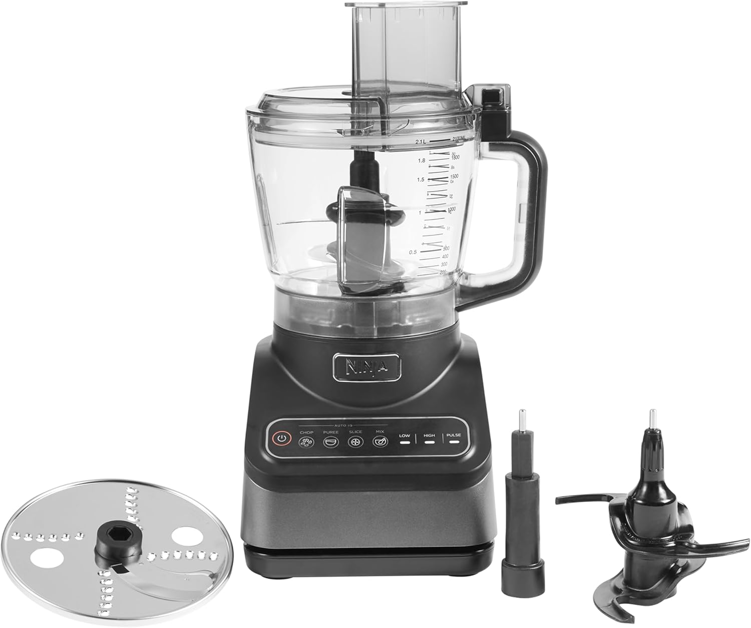 Ninja 2-in-1 Mixer mit 3 Programmen; Mixen, Max Mixen und Zerkleinern & 4 manuellen Einstellungen, 2,1L Krug & 700ml Becher, 1200W, spülmaschinenfest, Auto-iQ, Schwarz BN750EU