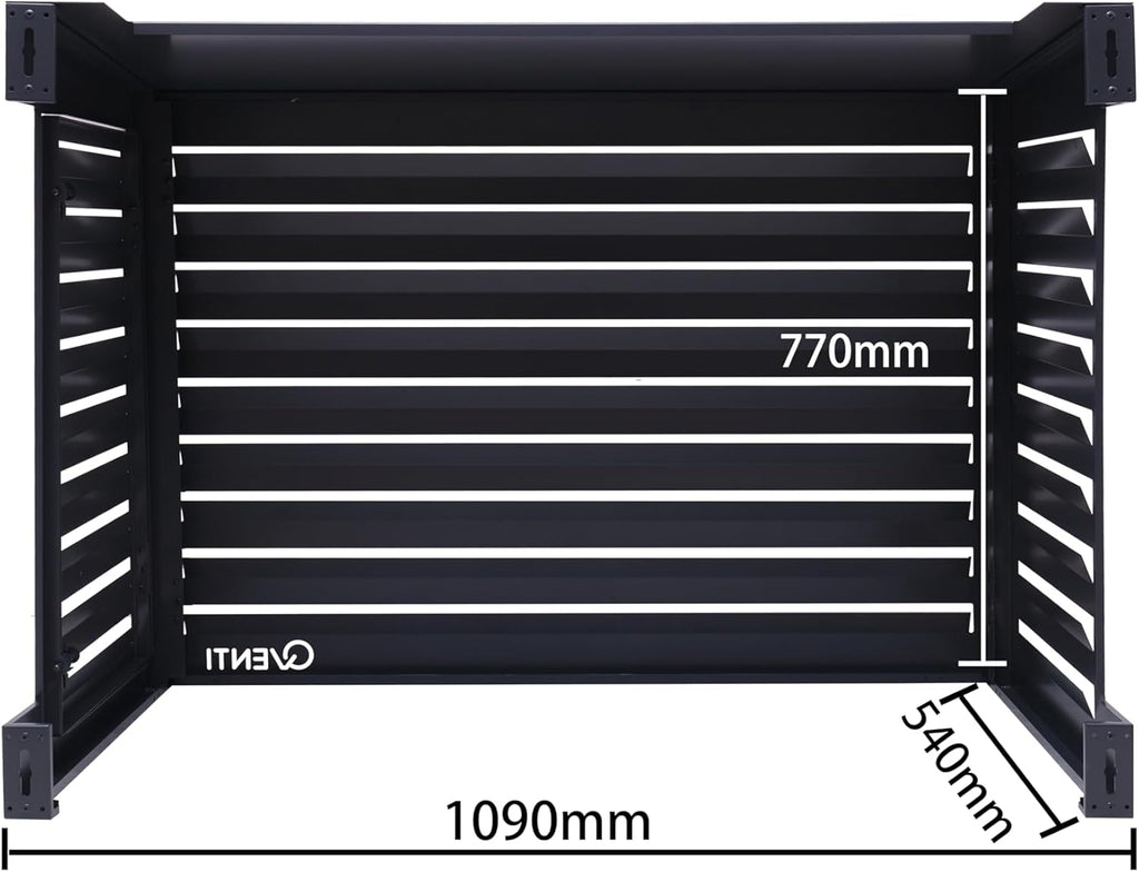 Copertura Qventi per condizionatore - Antracite/Grigio - Alluminio - Griglia di protezione - Rivestimento - Facile montaggio - Taglia S - Dimensioni esterne (LxPxH): 100 x 50 x 75 cm