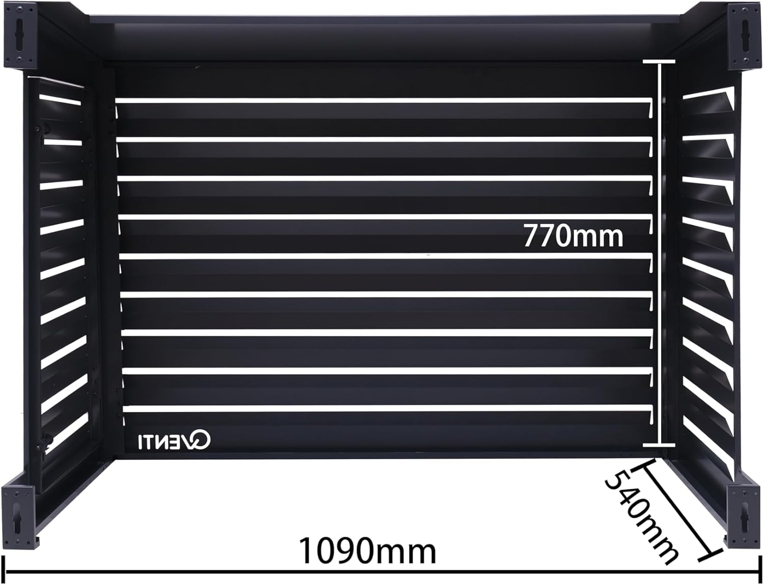 Copertura Qventi per condizionatore - Antracite/Grigio - Alluminio - Griglia di protezione - Rivestimento - Facile montaggio - Taglia S - Dimensioni esterne (LxPxH): 100 x 50 x 75 cm