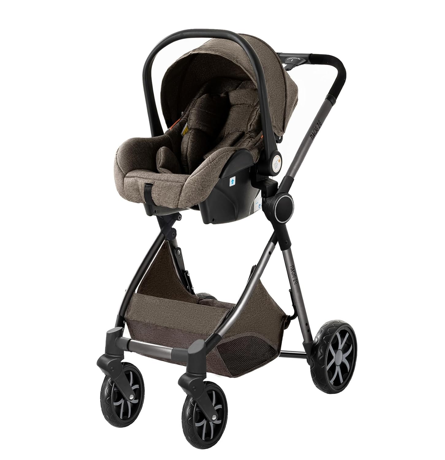 Sianldcone Passeggino 3 in 1, Set Passeggino con Tessuti di Alta Qualità, Sistemi di Viaggio con Spinta Reversibile, Passeggino Combinato a Vista Aperta Set Completo 3 in 1 (V9 Cachi)