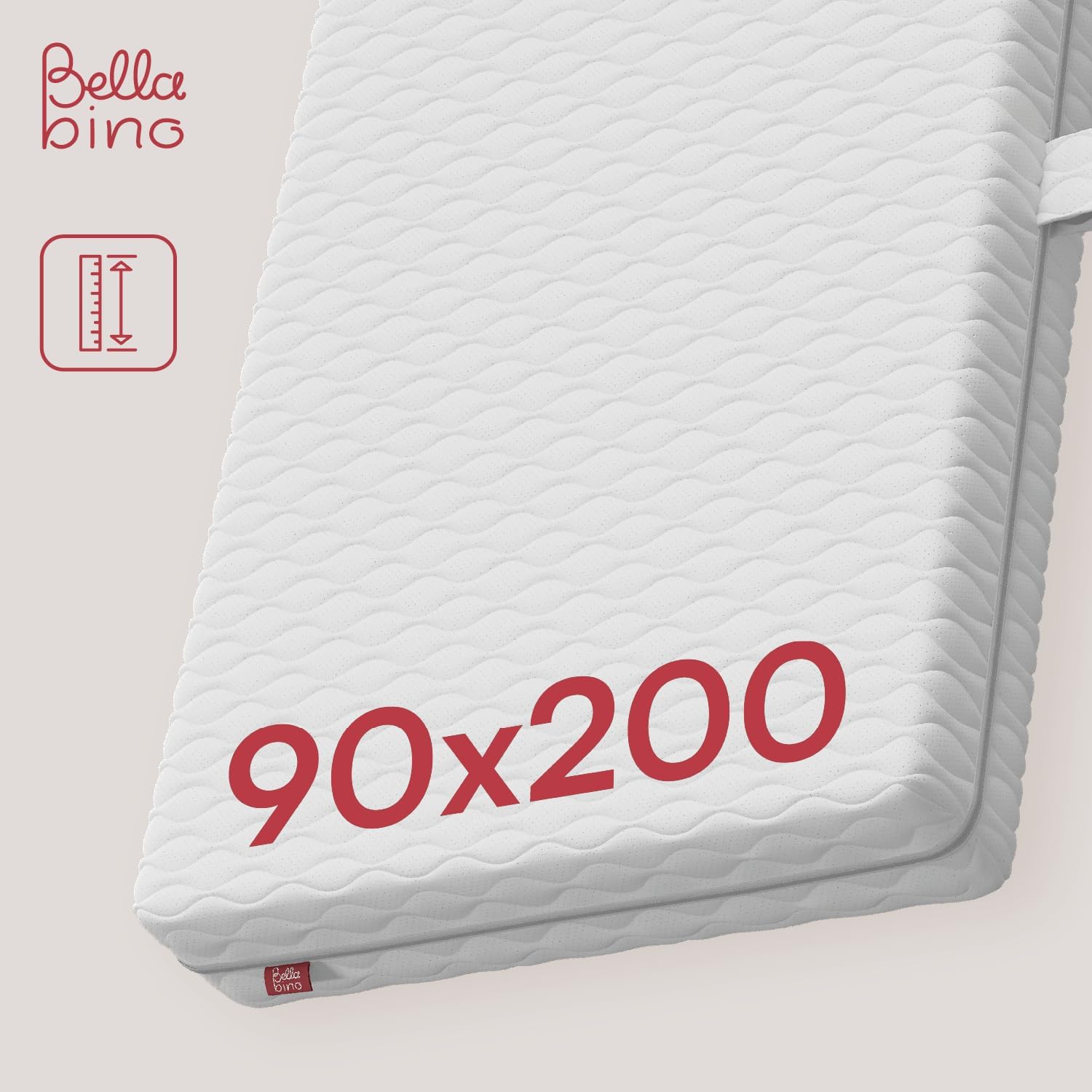 Bellabino Lettino per bambini Bia 140x200 cm, letto a capanna per bambini con protezione anticaduta e rete a doghe arrotolabile, letto a terra Montessori bianco in legno massello di pino