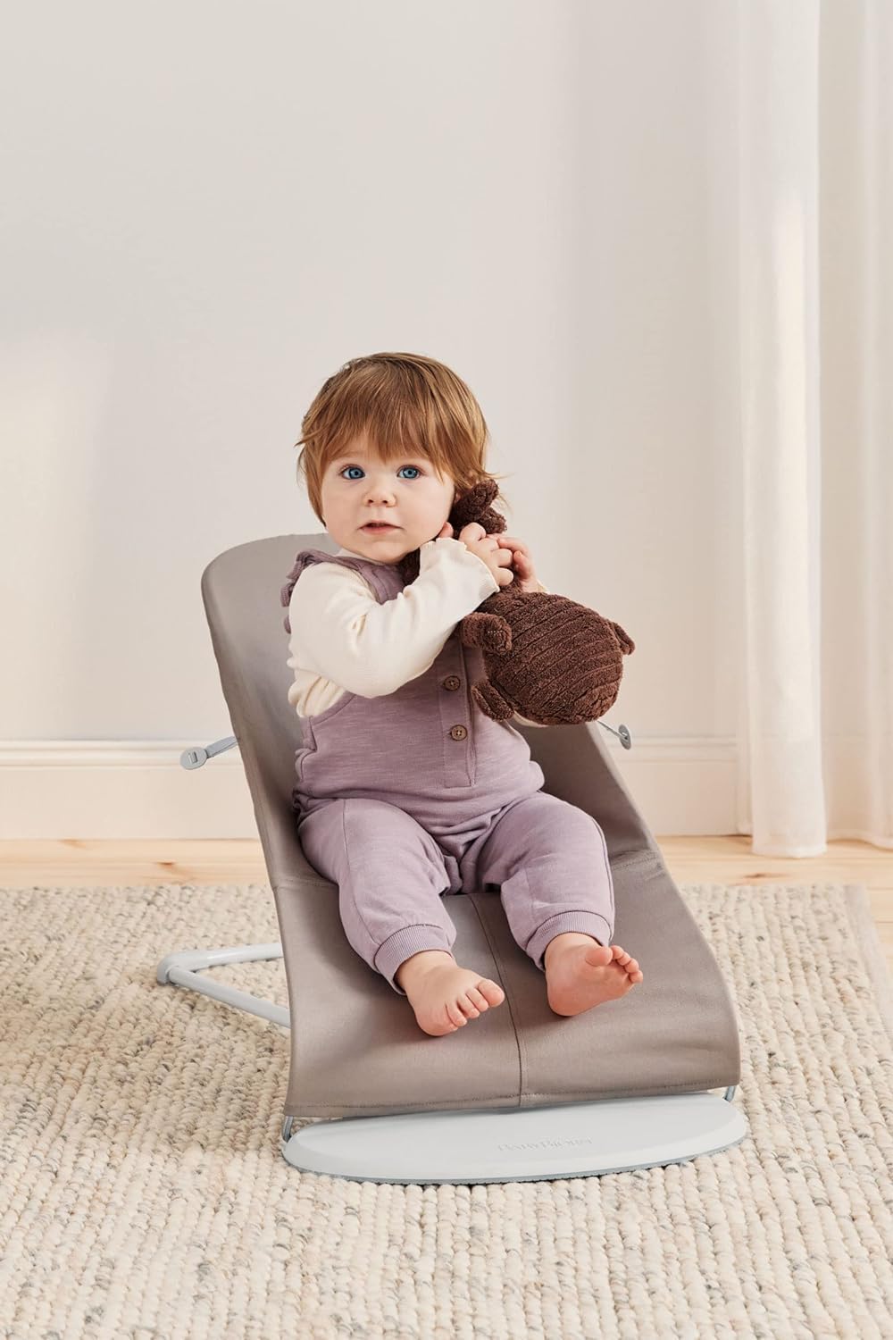 BabyBjörn Sdraietta Bliss, Tessuto trapuntato a petalo, Grigio Sabbia