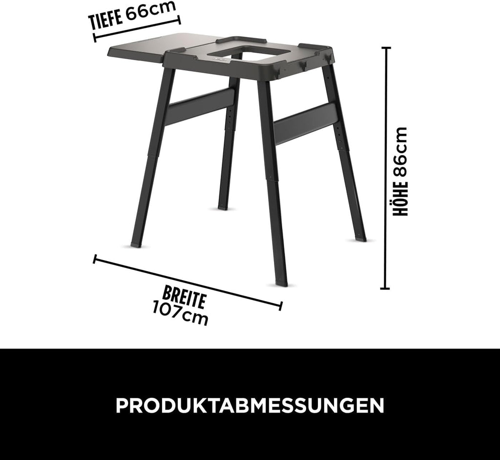 Ninja Woodfire verstellbarer Ständer und Beistelltisch, Außenofen- und Grillständer, robuster Outdoor-Kochtisch und Pizzaofenständer, Schwarz 4718J800EUUK
