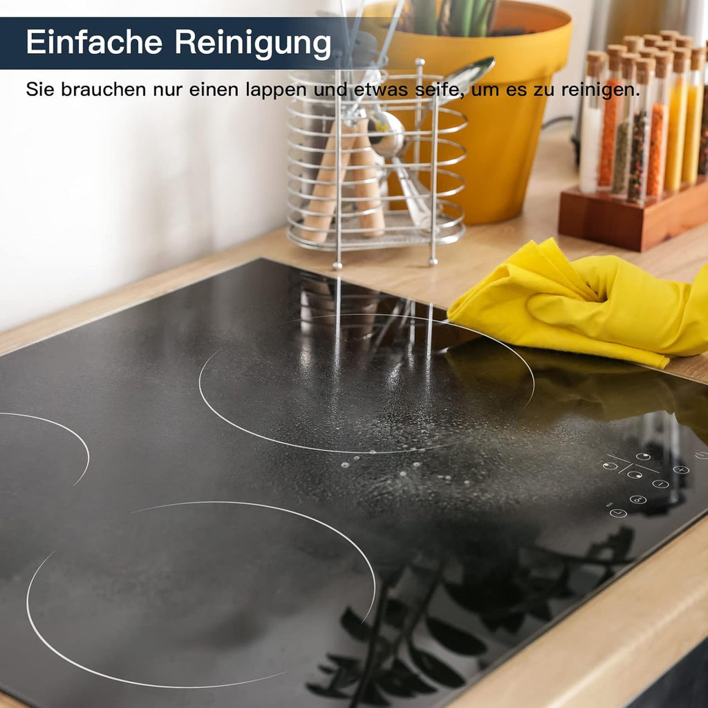 IsEasy 4 Zonen Einbau Induktionskochfeld mit 9 Leistungsstufen &1-99Min Timer, Boost-Funktion, Induktionskochplatte, Induktion Herdplatte mit 4 Platten, 60cm, 6800W, Schwarz