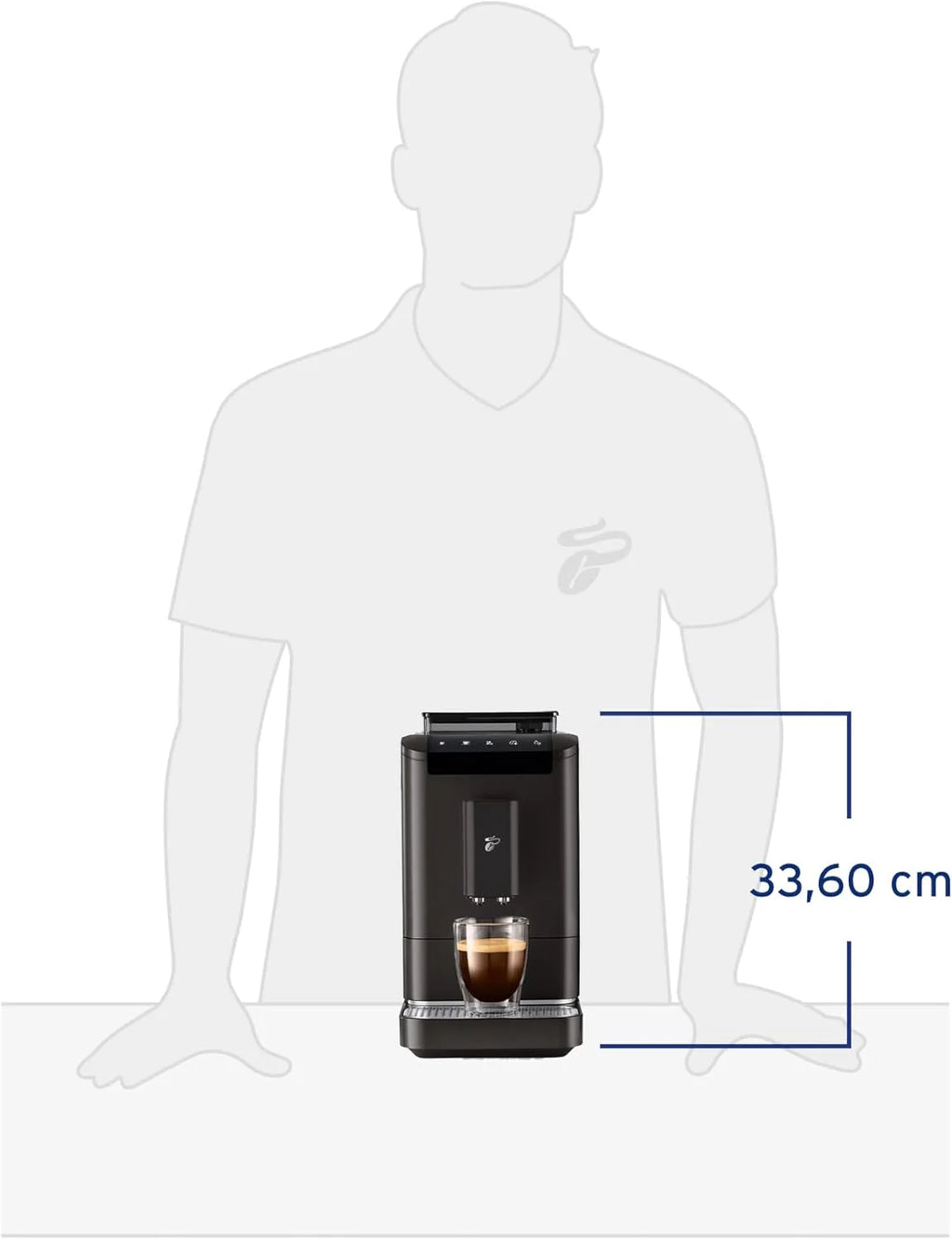 Tchibo Macchina da Caffè Automatica Esperto2 Caffè con Funzione 2 Tazze per Caffè Crema ed Espresso, Nero Granito - INCLUSO set di prova caffè GRATUITO